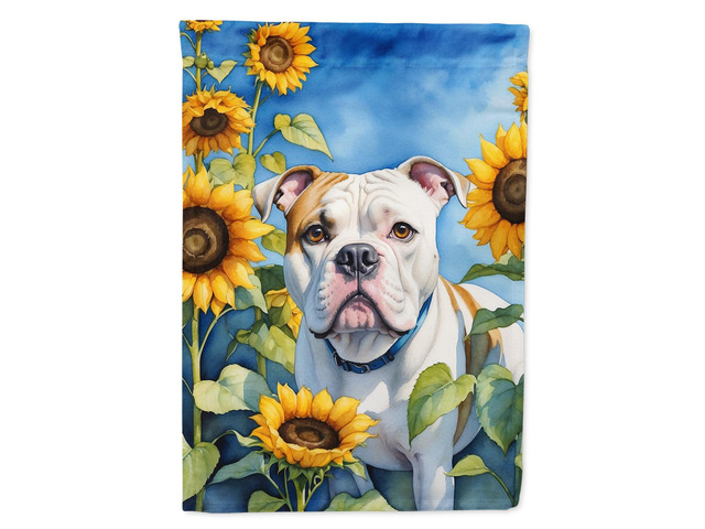 Caroline's Treasures DAC6006GF American Bulldog in Sunflowers Garden Flag Mailbox Flag Decorative Yard Flag Banner Outside Patio Artwork Yard...