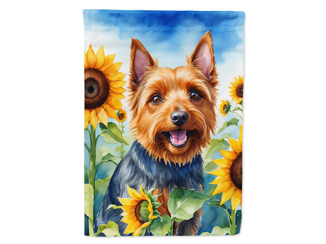 Caroline's Treasures DAC6015CHF Australian Terrier in Sunflowers House Flag Large Porch Sleeve Pole Decorative Outside Yard Banner Artwork Wall...