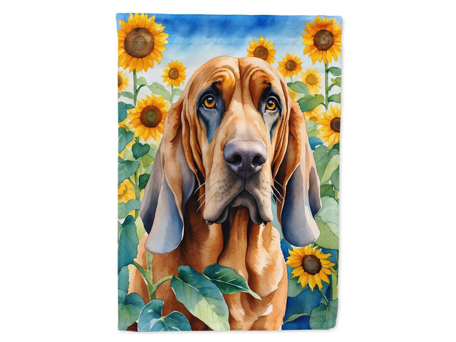 Caroline's Treasures DAC6029CHF Bloodhound in Sunflowers House Flag Large Porch Sleeve Pole Decorative Outside Yard Banner Artwork Wall Hanging,...