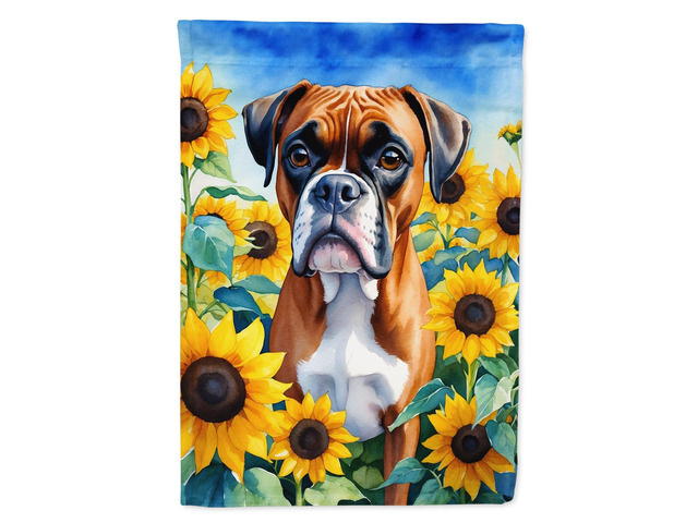 Caroline's Treasures DAC6037GF Boxer in Sunflowers Garden Flag Mailbox Flag Decorative Yard Flag Banner Outside Patio Artwork Yard Flower Beds,...