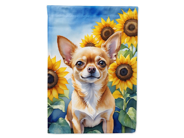 Caroline's Treasures DAC6051CHF Chihuahua in Sunflowers House Flag Large Porch Sleeve Pole Decorative Outside Yard Banner Artwork Wall Hanging,...