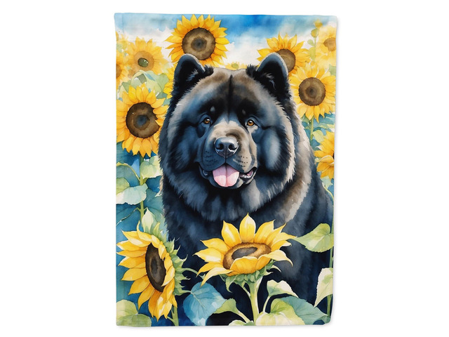 Caroline's Treasures DAC6054CHF Chow Chow in Sunflowers House Flag Large Porch Sleeve Pole Decorative Outside Yard Banner Artwork Wall Hanging,...