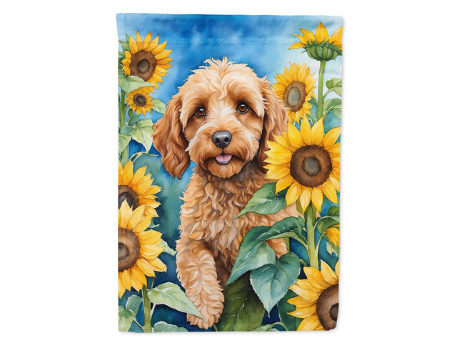 Caroline's Treasures DAC6057CHF Cockapoo in Sunflowers House Flag Large Porch Sleeve Pole Decorative Outside Yard Banner Artwork Wall Hanging,...