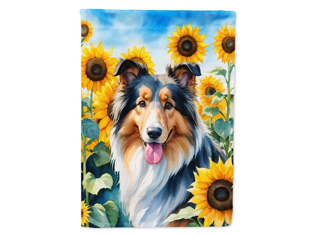Caroline's Treasures DAC6061GF Collie in Sunflowers Garden Flag Mailbox Flag Decorative Yard Flag Banner Outside Patio Artwork Yard Flower Beds,...
