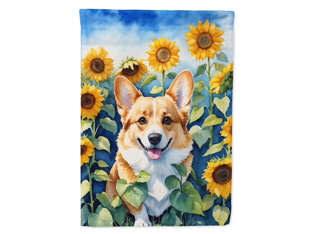 Caroline's Treasures DAC6062GF Corgi in Sunflowers Garden Flag Mailbox Flag Decorative Yard Flag Banner Outside Patio Artwork Yard Flower Beds,...