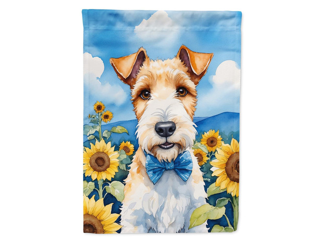 Caroline's Treasures DAC6079GF Fox Terrier in Sunflowers Garden Flag Mailbox Flag Decorative Yard Flag Banner Outside Patio Artwork Yard Flower...