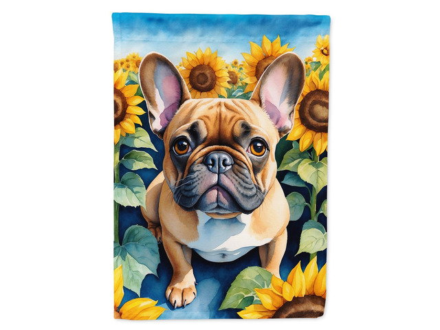 Caroline's Treasures DAC6081GF French Bulldog in Sunflowers Garden Flag Mailbox Flag Decorative Yard Flag Banner Outside Patio Artwork Yard Flower...