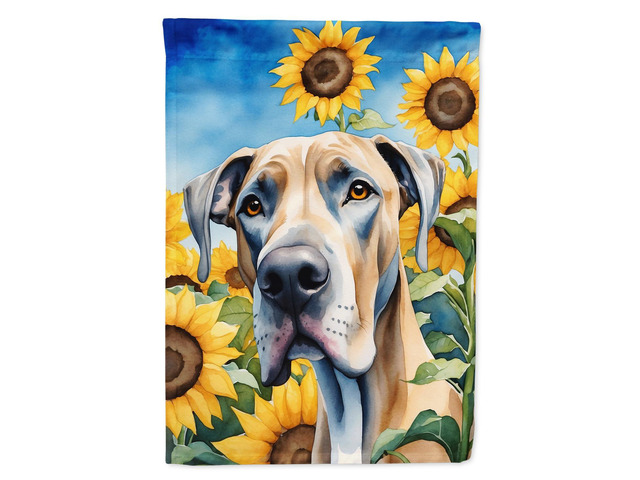 Caroline's Treasures DAC6092GF Great Dane in Sunflowers Garden Flag Mailbox Flag Decorative Yard Flag Banner Outside Patio Artwork Yard Flower...