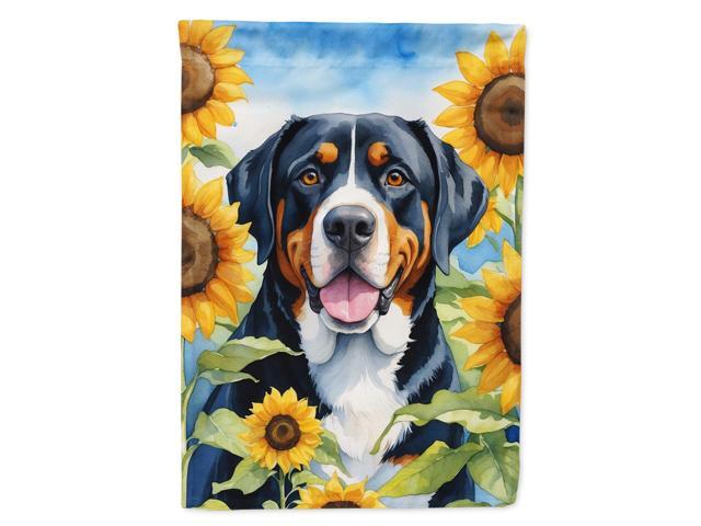 Caroline's Treasures DAC6094GF Greater Swiss Mountain Dog in Sunflowers Garden Flag Mailbox Flag Decorative Yard Flag Banner Outside Patio Artwork...