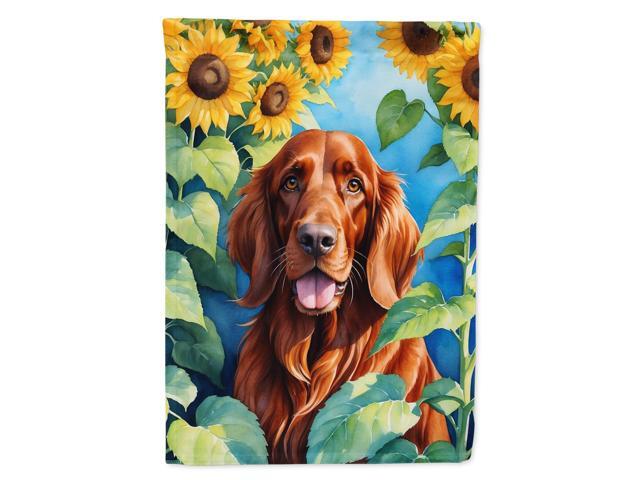 Caroline's Treasures DAC6098GF Irish Setter in Sunflowers Garden Flag Mailbox Flag Decorative Yard Flag Banner Outside Patio Artwork Yard Flower...