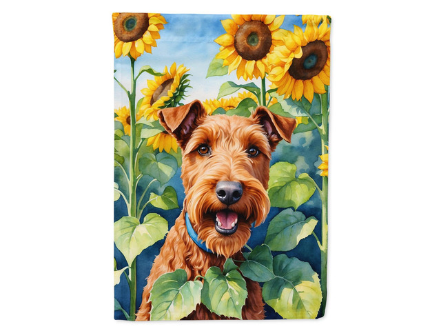 Caroline's Treasures DAC6099CHF Irish Terrier in Sunflowers House Flag Large Porch Sleeve Pole Decorative Outside Yard Banner Artwork Wall Hanging,...