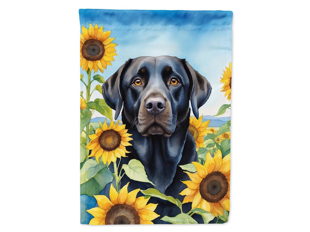 Caroline's Treasures DAC6109CHF Labrador Retriever in Sunflowers House Flag Large Porch Sleeve Pole Decorative Outside Yard Banner Artwork Wall...