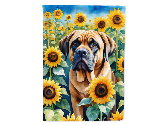 Caroline's Treasures DAC6120CHF Mastiff in Sunflowers House Flag Large Porch Sleeve Pole Decorative Outside Yard Banner Artwork Wall Hanging,...