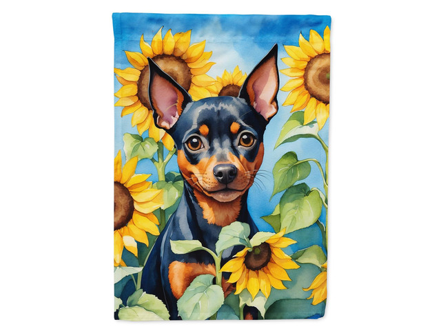 Caroline's Treasures DAC6121GF Miniature Pinscher in Sunflowers Garden Flag Mailbox Flag Decorative Yard Flag Banner Outside Patio Artwork Yard...
