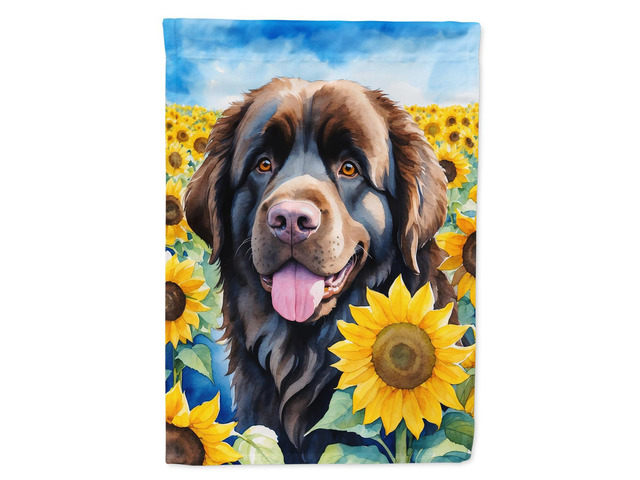 Caroline's Treasures DAC6124CHF Newfoundland in Sunflowers House Flag Large Porch Sleeve Pole Decorative Outside Yard Banner Artwork Wall Hanging,...