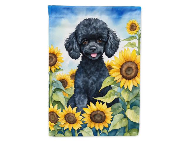 Caroline's Treasures DAC6137GF Black Poodle in Sunflowers Garden Flag Mailbox Flag Decorative Yard Flag Banner Outside Patio Artwork Yard Flower...