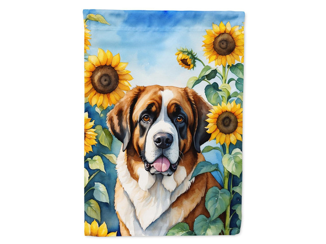 Caroline's Treasures DAC6151GF Saint Bernard in Sunflowers Garden Flag Mailbox Flag Decorative Yard Flag Banner Outside Patio Artwork Yard Flower...