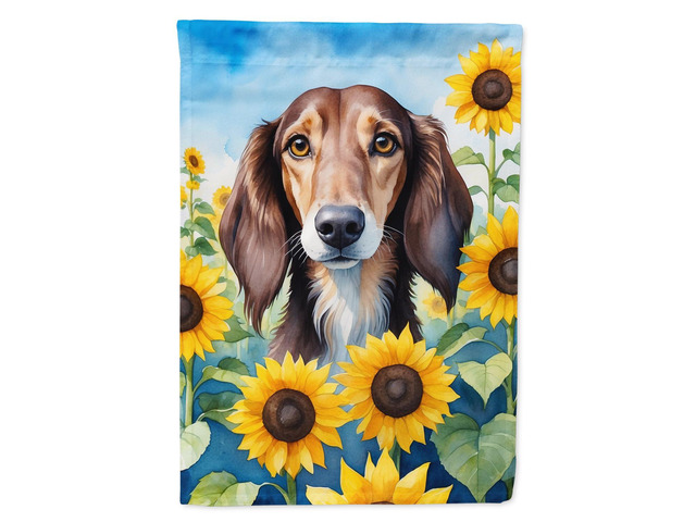 Caroline's Treasures DAC6152CHF Saluki in Sunflowers House Flag Large Porch Sleeve Pole Decorative Outside Yard Banner Artwork Wall Hanging,...