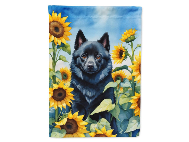 Caroline's Treasures DAC6155CHF Schipperke in Sunflowers House Flag Large Porch Sleeve Pole Decorative Outside Yard Banner Artwork Wall Hanging,...