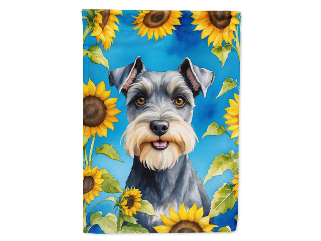 Caroline's Treasures DAC6156CHF Schnauzer in Sunflowers House Flag Large Porch Sleeve Pole Decorative Outside Yard Banner Artwork Wall Hanging,...