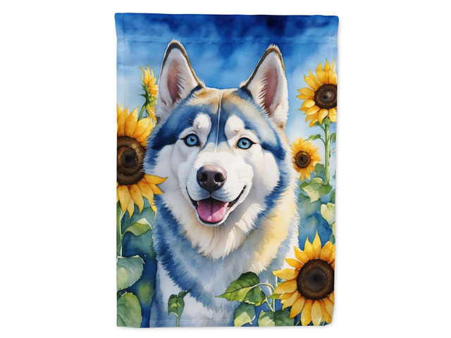 Caroline's Treasures DAC6163GF Siberian Husky in Sunflowers Garden Flag Mailbox Flag Decorative Yard Flag Banner Outside Patio Artwork Yard Flower...