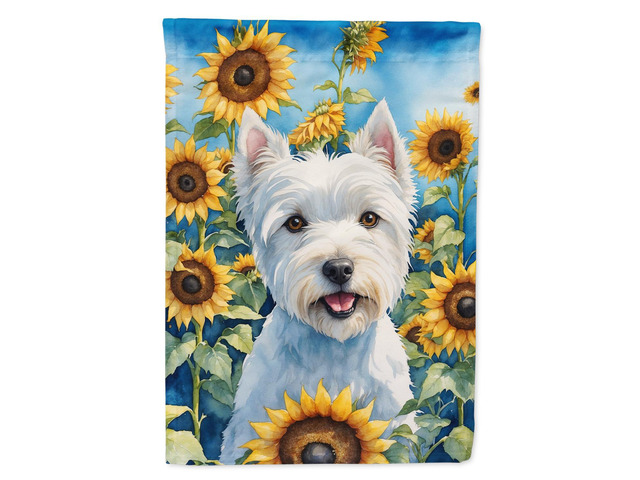 Caroline's Treasures DAC6173CHF Westie in Sunflowers House Flag Large Porch Sleeve Pole Decorative Outside Yard Banner Artwork Wall Hanging,...