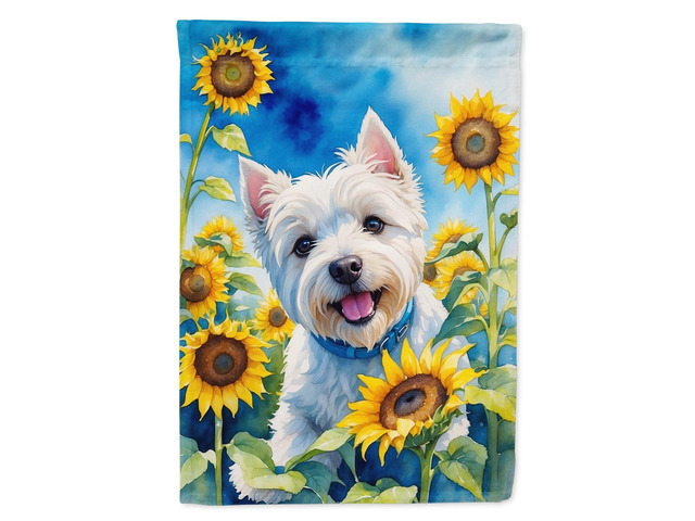 Caroline's Treasures DAC6174CHF Westie in Sunflowers House Flag Large Porch Sleeve Pole Decorative Outside Yard Banner Artwork Wall Hanging,...