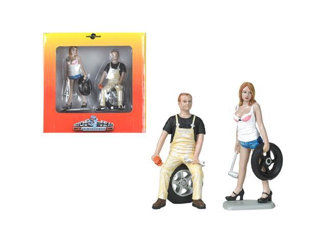Meg and Derek Tire Brigade 2 piece Figurine Set 1/18 by Motorhead Miniatures
