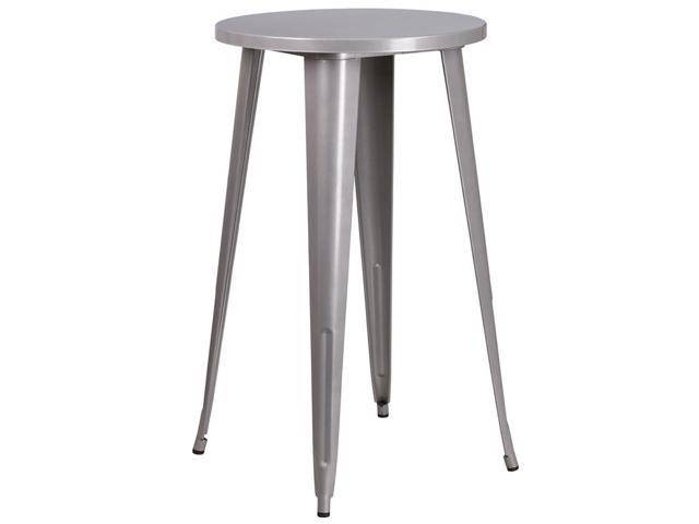 Photos - Display Cabinet / Bookcase Flash Furniture 24" Round Silver Metal Indoor-Outdoor bar Height Table CH 