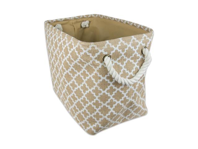 DII Burlap Bin Lattice White Rectangle Medium