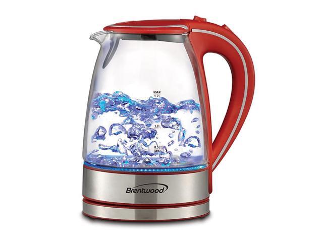 Brentwood KT-1900R Tempered Glass Tea Kettles, 1.7 Ltr, Red