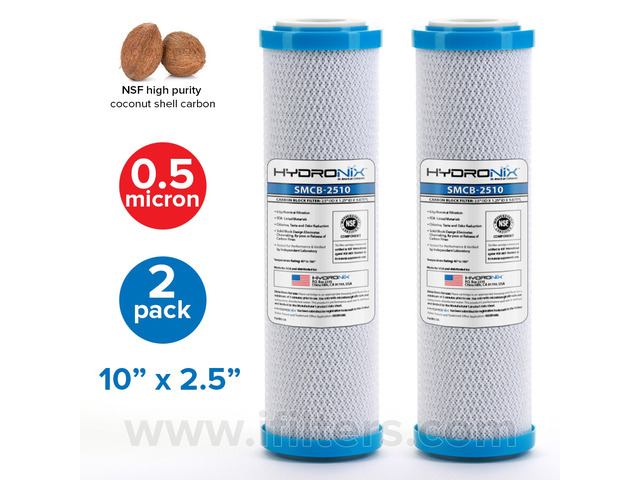 2 PK, Hydronix Carbon Block Drinking Water Replacement Cartridge Reduce Sediment, Lead, Asbestos, Chlorine, Cysts & More