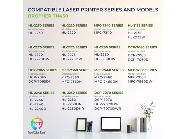 TCT TN450 TAA Compliant Toner Cartridge - Premium Compatible Replacement for Brother TN450 Black High Yield Works With Brother HL-2220 2230 2240...