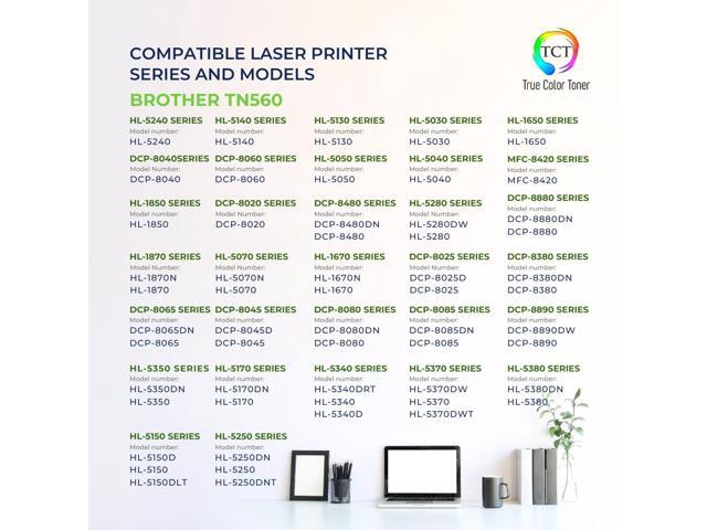 True Color Toner TN560 Toner Cartridge 2 Pack - Premium Compatible Replacement for Brother TN-560 TN560 Black High Yield Works With Brother HL-1650...