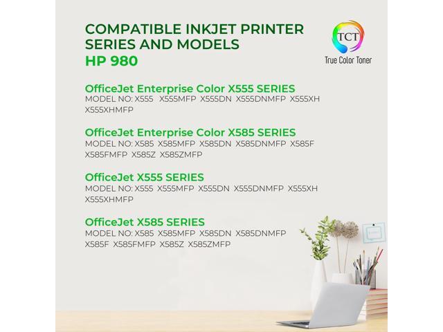 TCT Compatible For HP 980 (D8J09A) Yellow OfficeJet X555dn X555xh M585z Ink