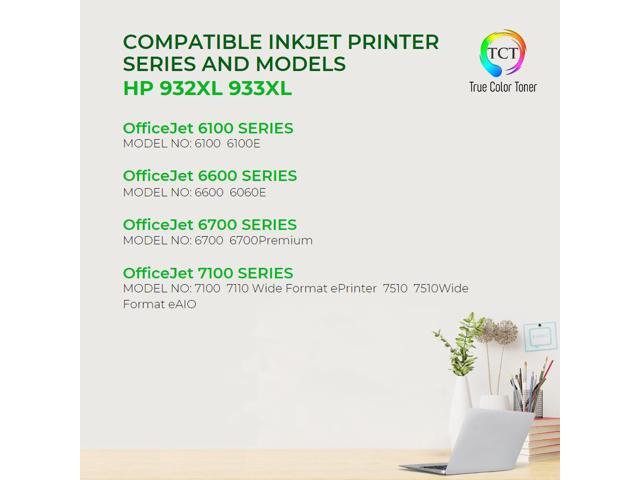 TCT 932XL Black Ink Cartridge 2 Pack - Premium Compatible Replacement for HP 932XL 932 XL CN053AN Black Works With HP OfficeJet 6100 7110 e 7610 7612