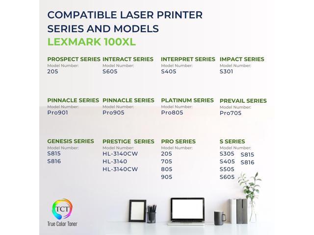 True Color Toner Compatible Ink Cartridge Replacement for Lexmark 100XL 100 XL High Yield Works With Lexmark Genesis S815 S816 Interact S605 S301