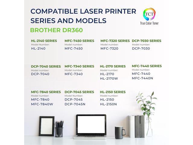 True Color Toner DR360 Drum Unit 2 Pack - Premium Compatible Replacement for Brother DR-360 Works With Brother HL-2140 2150N 2170W DCP-7030 7040...