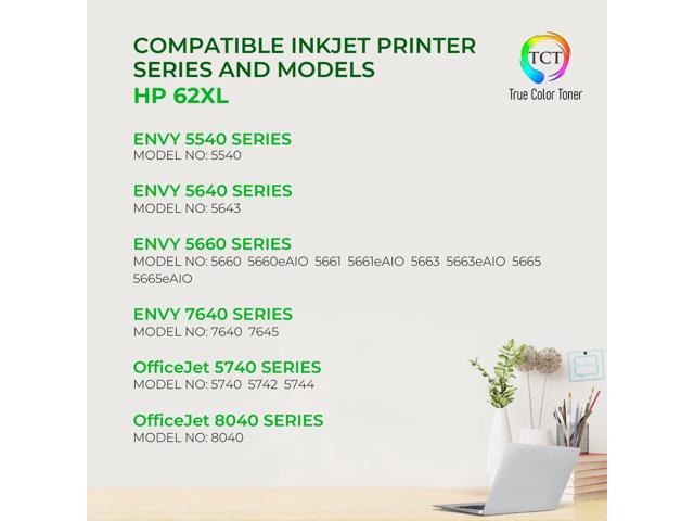 True Color Toner 62XL Ink Cartridge 3 Pack - Premium Compatible Replacement for HP 62XL 62 XL Works With HP Envy 5640 5642 5643 OfficeJet 5745 5740