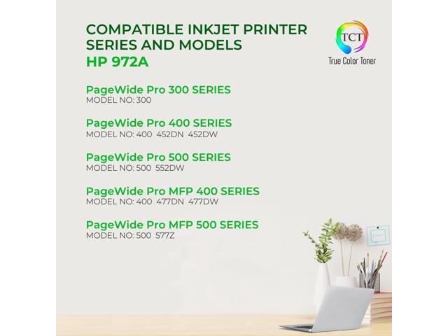 True Color Toner 972A Ink Cartridge 4 Pack - Premium Compatible Replacement for HP 972A Works With HP PageWide Pro 352dw 377dw 452dn 477dn 477dw 552dw