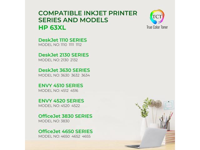 TCT 63XL Black Ink Cartridge 2 Pack - Premium Compatible Replacement for HP 63XL F6U64AN Black High Yield Works With HP Deskjet 1110 2130 3630 Envy...