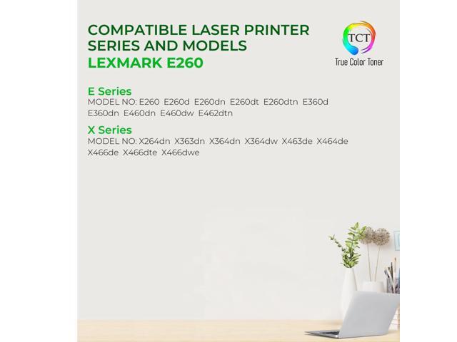 TCT Premium Compatible Toner Cartridge Replacement for Lexmark E260 E260A21A Black Works With Lexmark E260 E360 E460 E46x