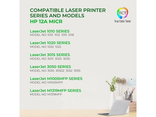 True Color Toner 12A MICR Toner Cartridge - Premium Compatible Replacement for HP 12A Q2612A MICR Black Works With HP Laserjet 1020 1022 3050 1018...