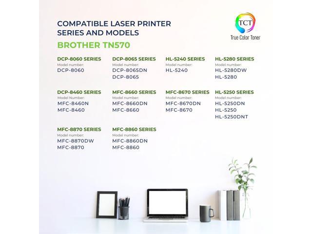 True Color Toner TN570 Toner Cartridge 4 Pack - Premium Compatible Replacement for Brother TN570 Black High Yield Works With Brother DCP-8040 8045...