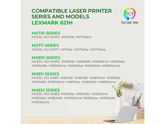 TCT 621H 521H High Yield Black TAA Compliant Toner Cartridge Replacement for Lexmark MS810 MS810X MS811 MS812 Printers