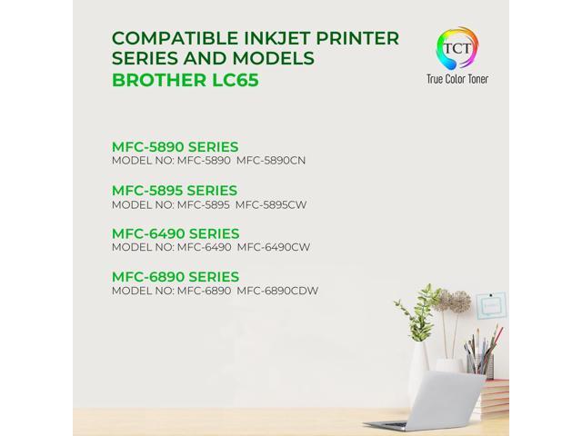 True Color Toner LC65 Ink Cartridge 5 Pack - Premium Compatible Replacement for Brother LC-65 LC65BK LC65C LC65M LC65Y Works With Brother MFC5890CN...