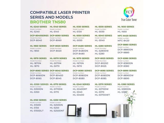 True Color Toner TN580 Toner Cartridge 2 Pack - Premium Compatible Replacement for Brother TN-580 TN580 Black High Yield Works With Brother...