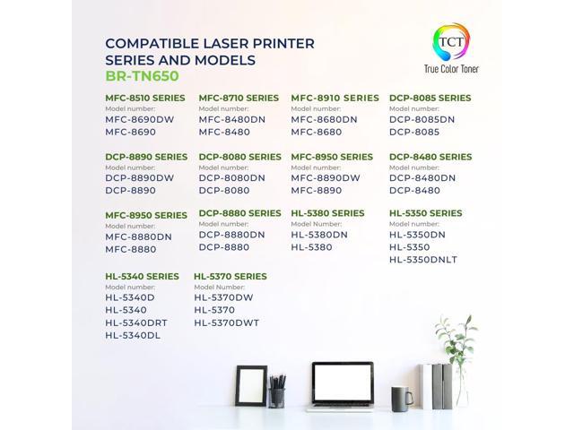 True Color Toner TN650 Toner Cartridge 4 Pack - Premium Compatible Replacement for Brother TN-650 Black High Yield Works With Brother DCP-8080DN...