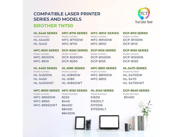 True Color Toner TN750 Toner Cartridge 4 Pack - Premium Compatible Replacement for Brother TN-750 Black High Yield Works With Brother HL-5440D 5450...