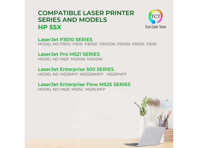 True Color Toner 55X Toner Cartridge 2 Pack - Premium Compatible Replacement for HP 55X CE255X Black High Yield Works With HP LaserJet P3011 P3015...